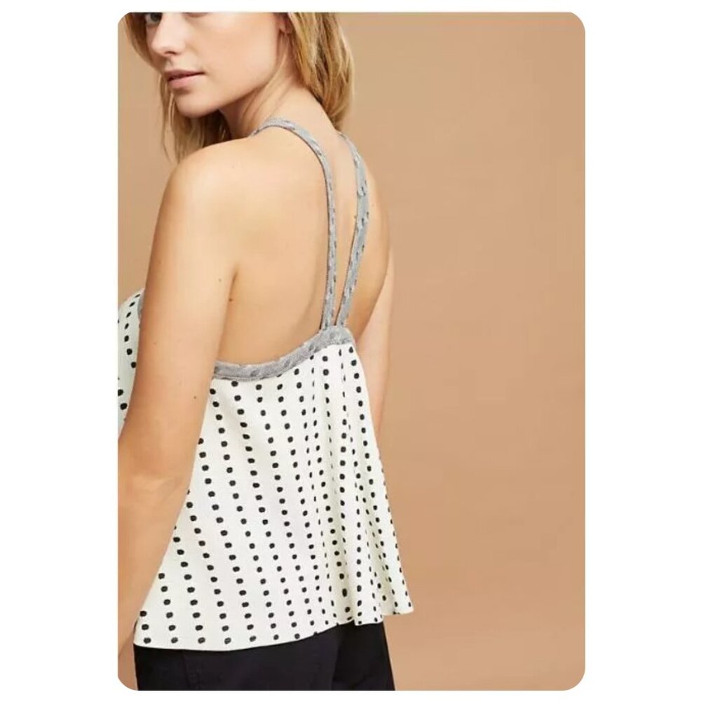 !! Anthropologie Postmark Stamp Dotted Jacquard Halter Sleeveless Tank Top - Picture 2 of 9